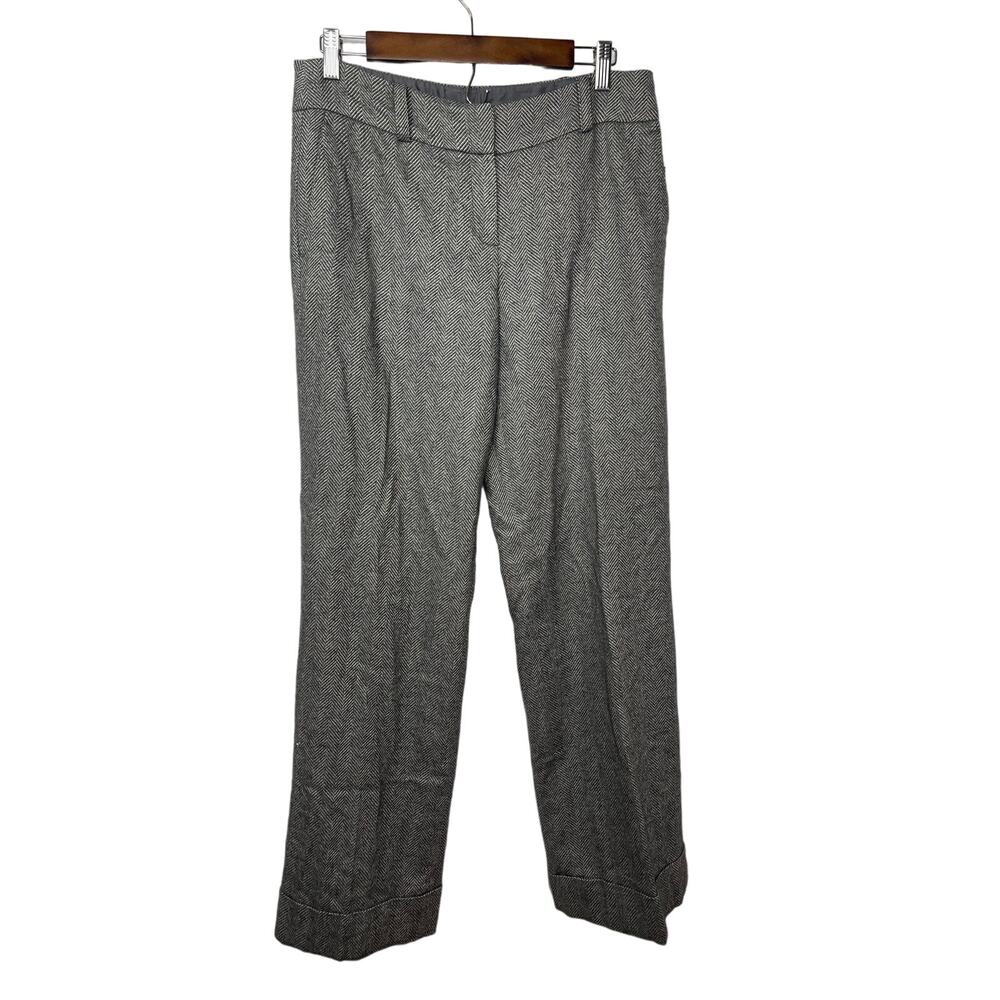 Ann Taylor slacks pants trousers women's 4 gray straight leg virgin WOOL BLEND